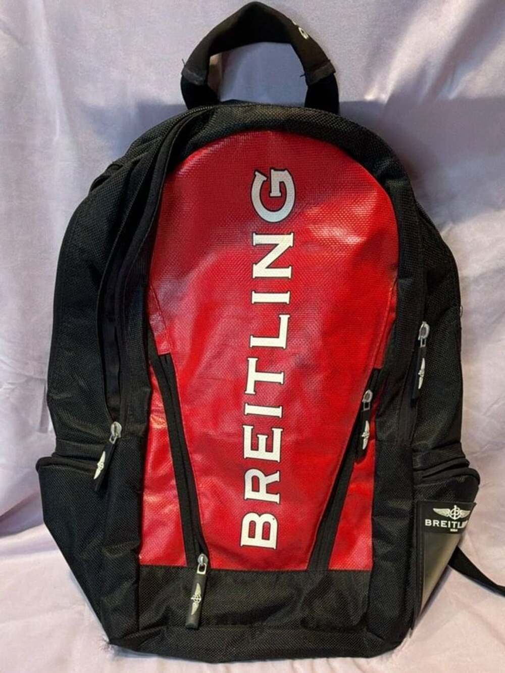 Breitling Nylon Backpack Black Red